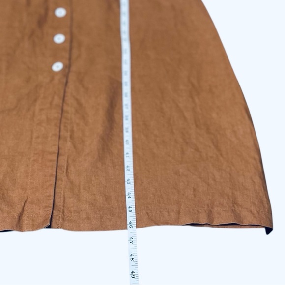Quince 100% European Linen Button-Front Terracotta Midi Dress Size Large - Picture 8 of 9